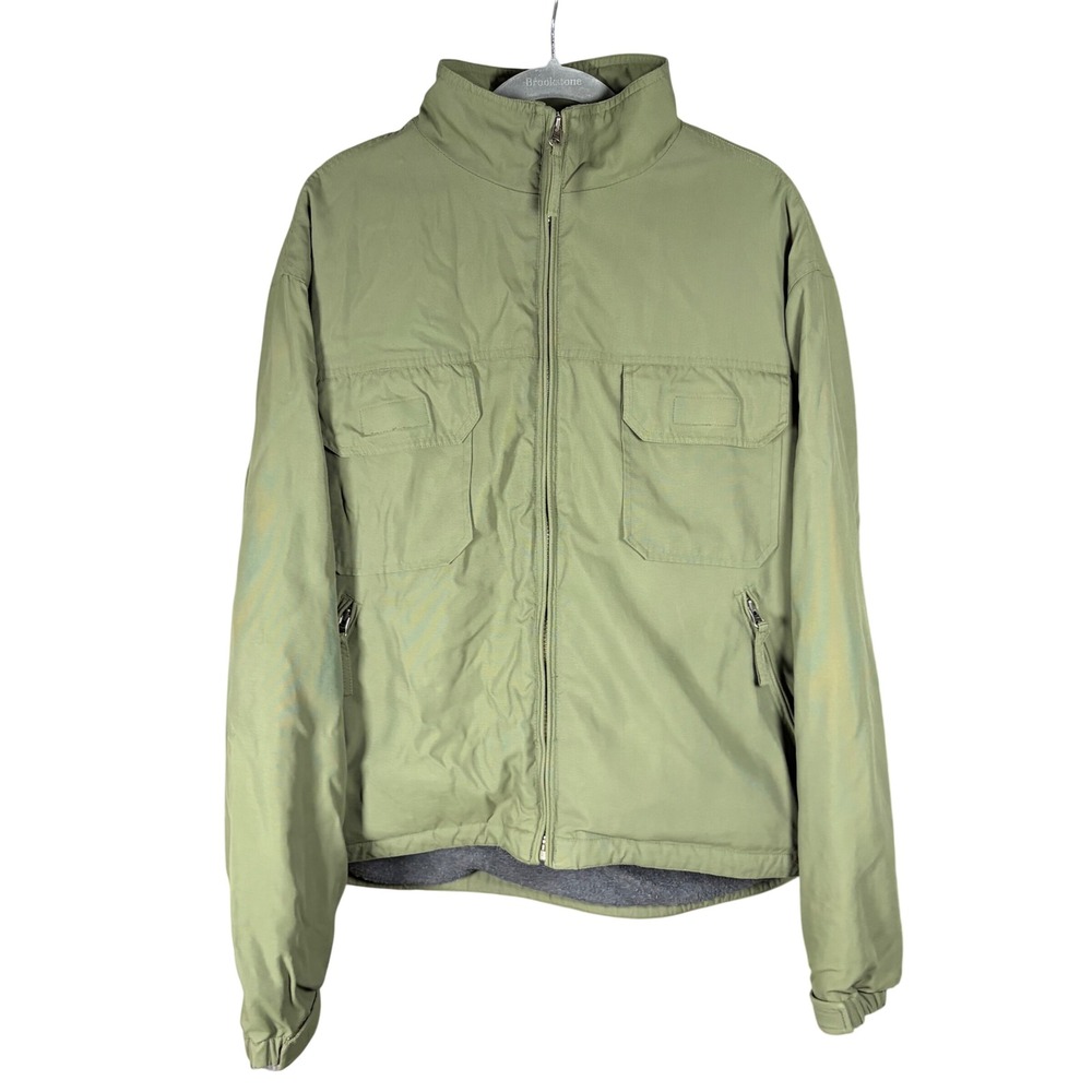 Old Navy Mens Fleece Lined Utility Jacket Olive Green Full Zip Nylon RN 54023 M